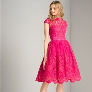 Chi chi London fuchsia lace cocktail dress